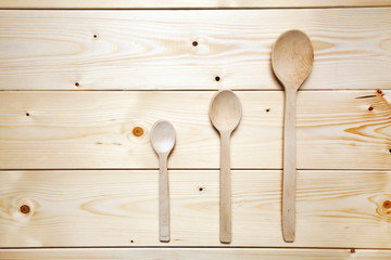 Wooden spoons on a table