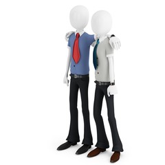 3d man business partners embracing each other