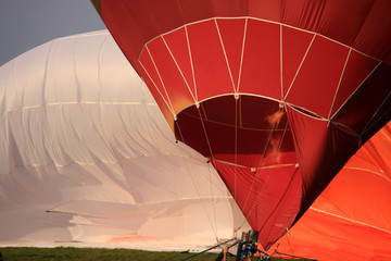 Hot air balloon preparing for launch
