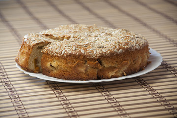 Apricot pie on plate