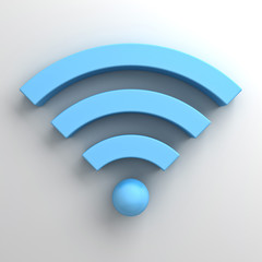 Blue wifi symbol or wireless sign on white background