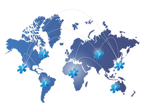 world map medical network illustration design