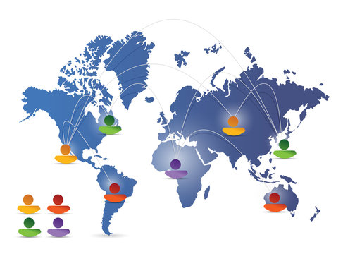 world map social media network illustration