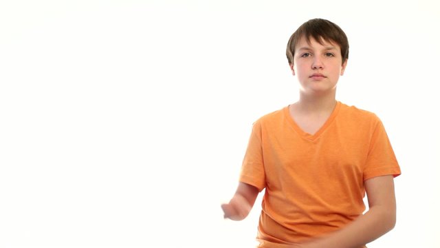Teenager boy pointing and nodding agreement