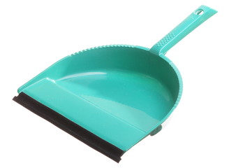 Green dustpan isolated - housework cleaning