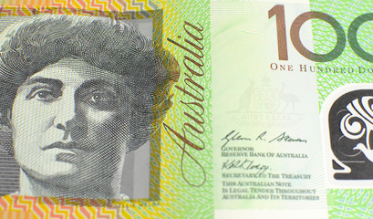 Australian green and gold  100 hundred dollar note