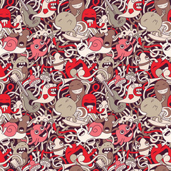 Naklejka premium Funny monsters seamless pattern
