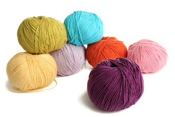 Multicolored clews isolated on white