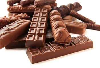 Delicious chocolate bars close up