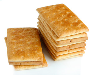 Delicious crackers isolated on white