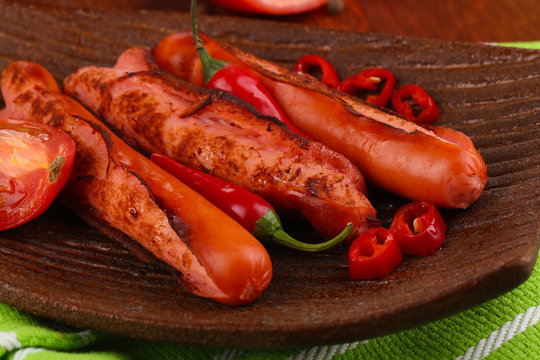 Delicious sausages with vegetables