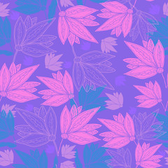 seamless floral pattern with pink flowers