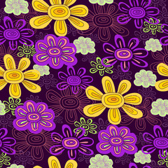 Fototapeta na wymiar floral seamless pattern with autumn flowers