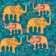 Acrylic prints Elephant Seamless pattern with colorful elephants