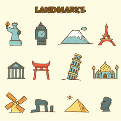 landmarks doodle icons