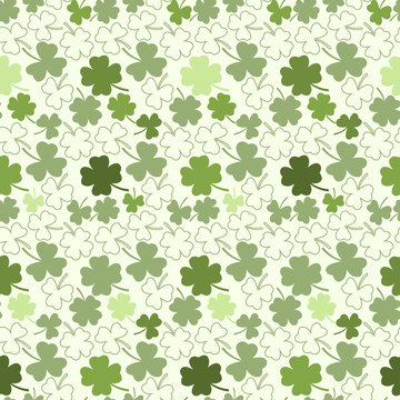 Seamless clover pattern, vector background for St. Patrick's Day