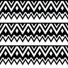 Modèle sans couture aztèque, fond noir et blanc tribal