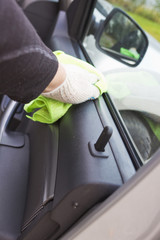 cleaning the car