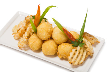 Golden cheese balls with shrimp