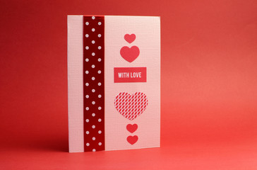 'With Love' handmade red and pink gift card