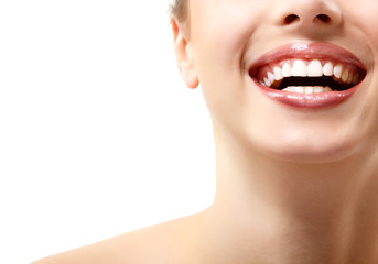 Beautiful smile of young fresh woman with great healthy white te