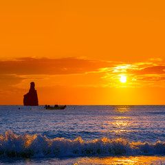 Naklejka na ściany i meble Ibiza Cala Benirras Juan słońca na plaży w Baleary