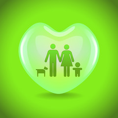 A basic family in big heart symbol, illustration
