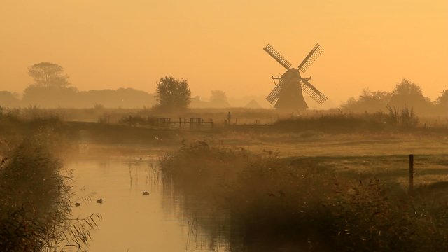 Foggy sunrise in the Dutch countryside