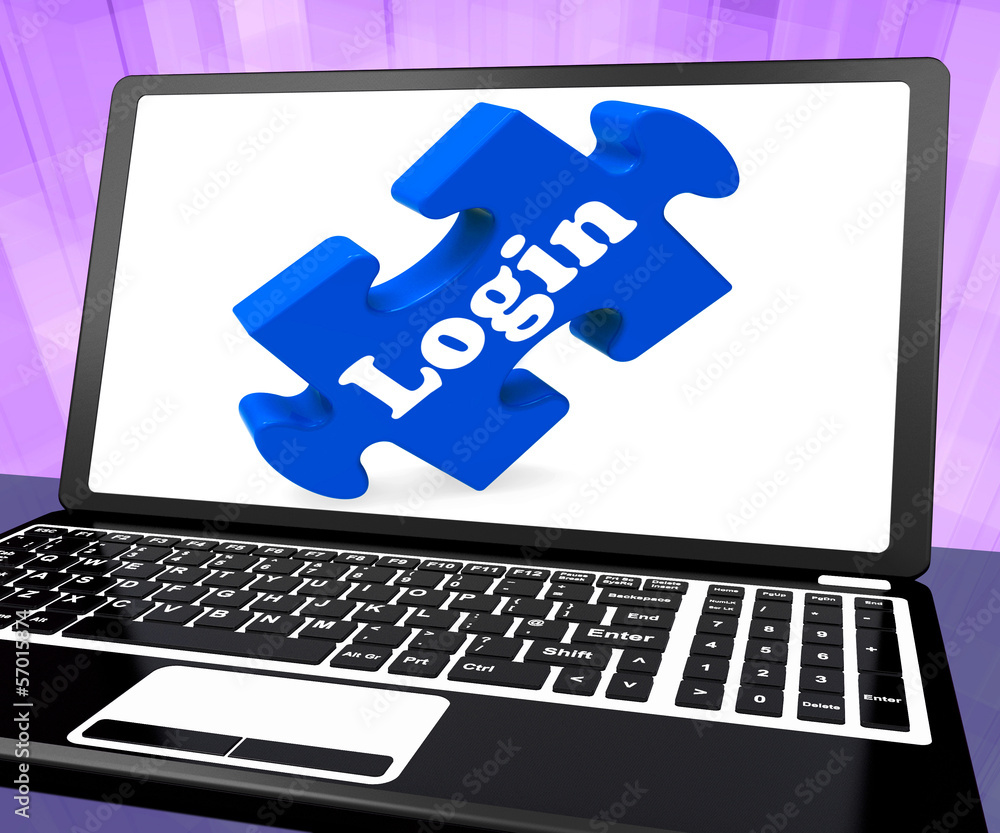 Poster login computer shows website log in username and password