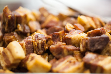 cooked bacon at the caterer
