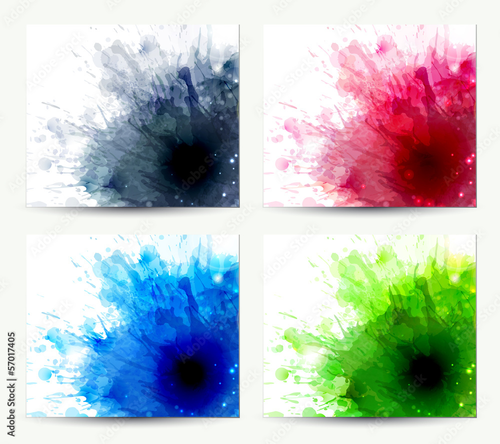 Poster set of abstract artistic element forming by blots