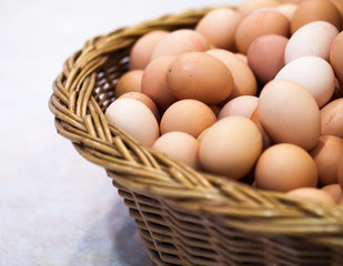 basket of brown eggs