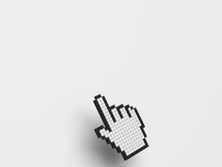 Cursor Hand On White Background Shows Blank Copyspace Website