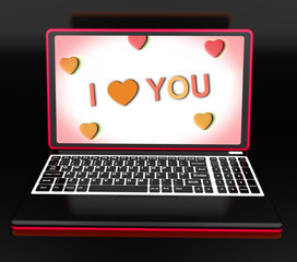 I Love You Key Laptop Message Shows Loving Or Romance