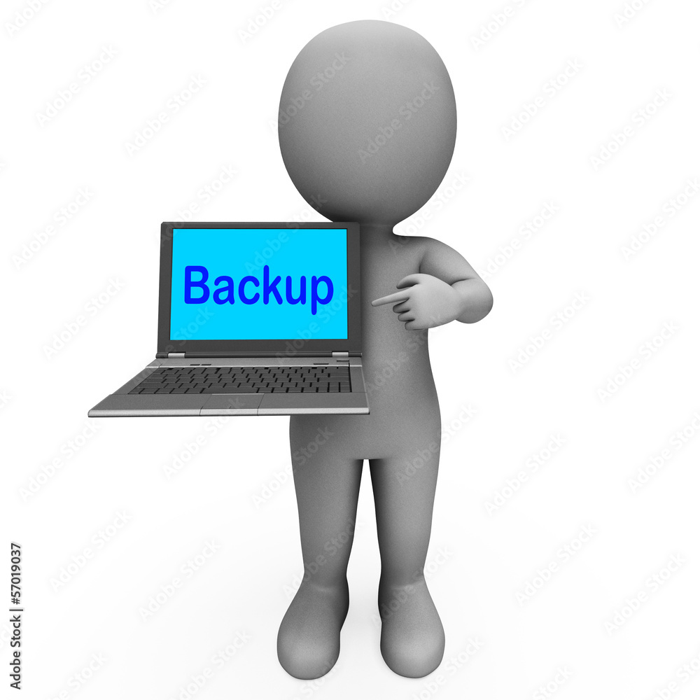 Aufkleber backup laptop and character shows archiving back up and storing