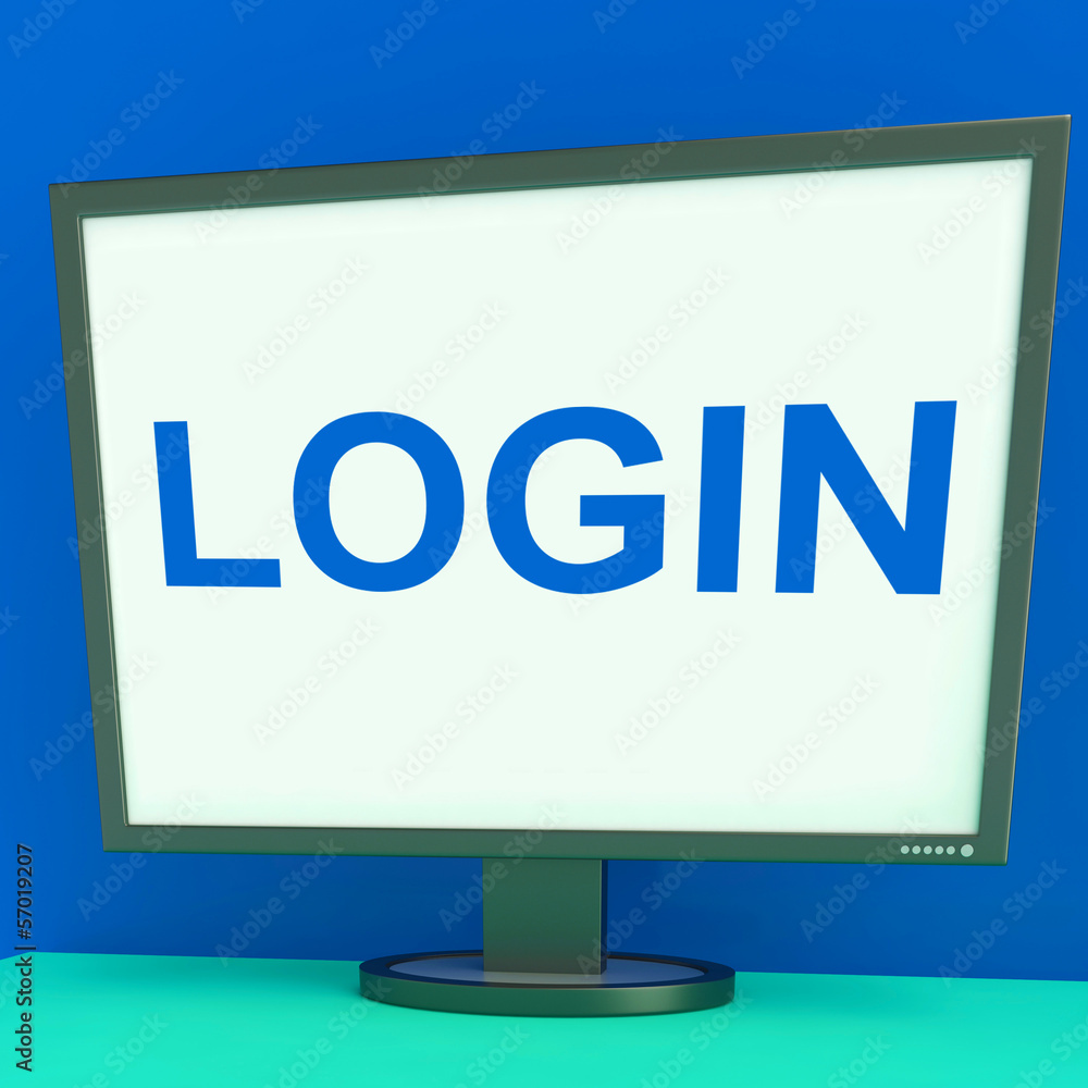 Aufkleber log in screen shows website internet login security