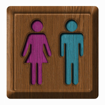 Men and Women toilet wooden sign