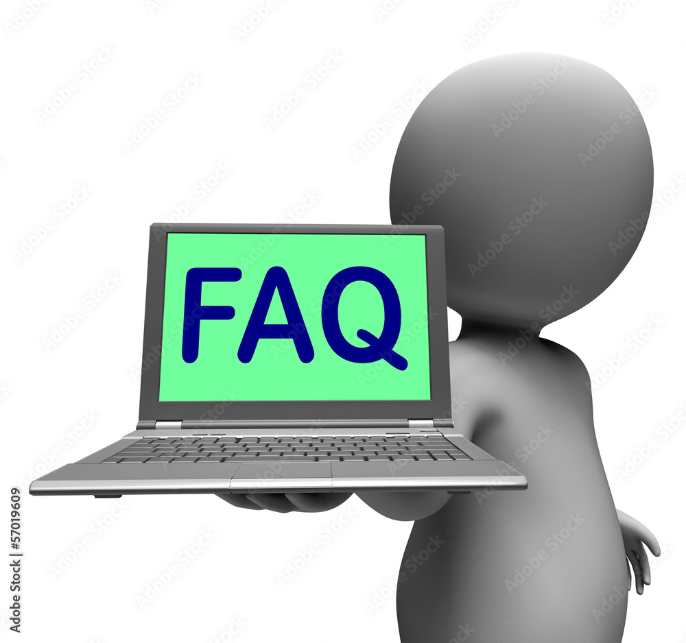 Poster faq laptop character shows answers and frequently asked question