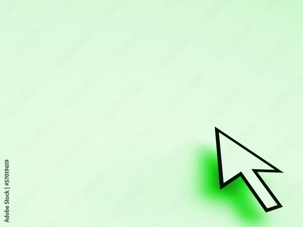 Poster cursor pointer on green background shows blank copyspace website