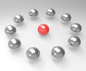 Metal Spheres Showing Leadership Or Seminar