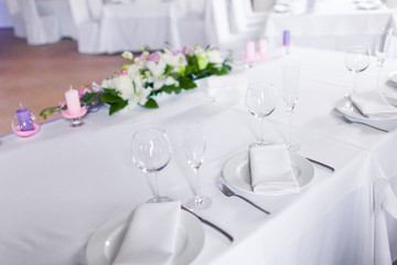 Tables decorated with flowers