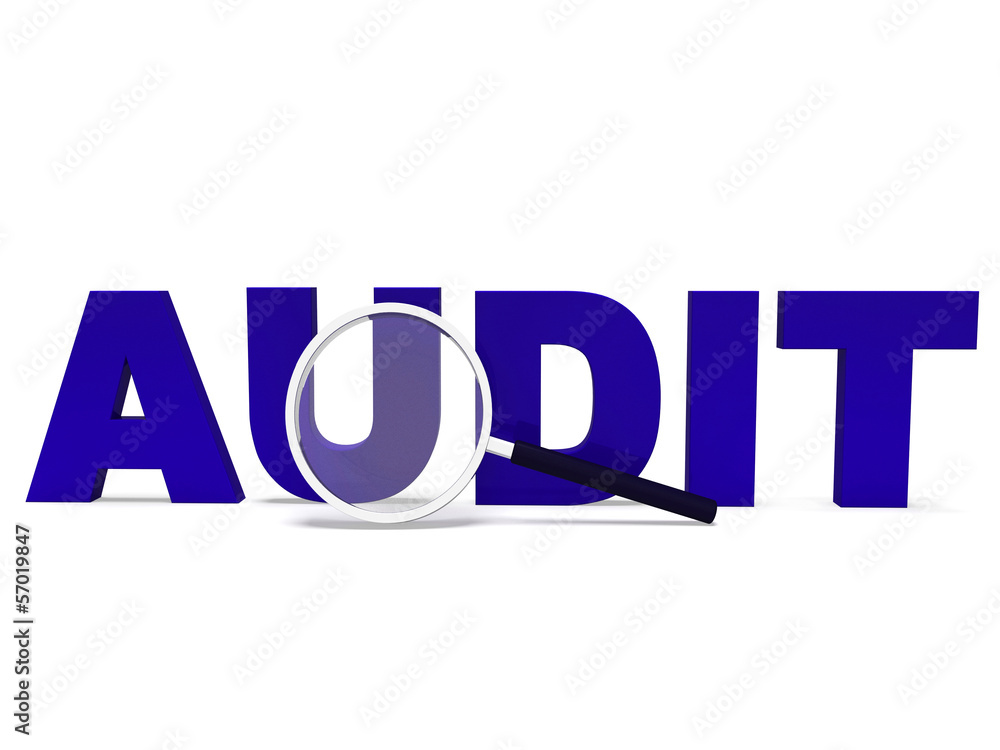 Poster audit word means validating auditing or scrutiny.