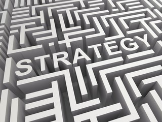 Strategy Word In Maze Shows Game Plan