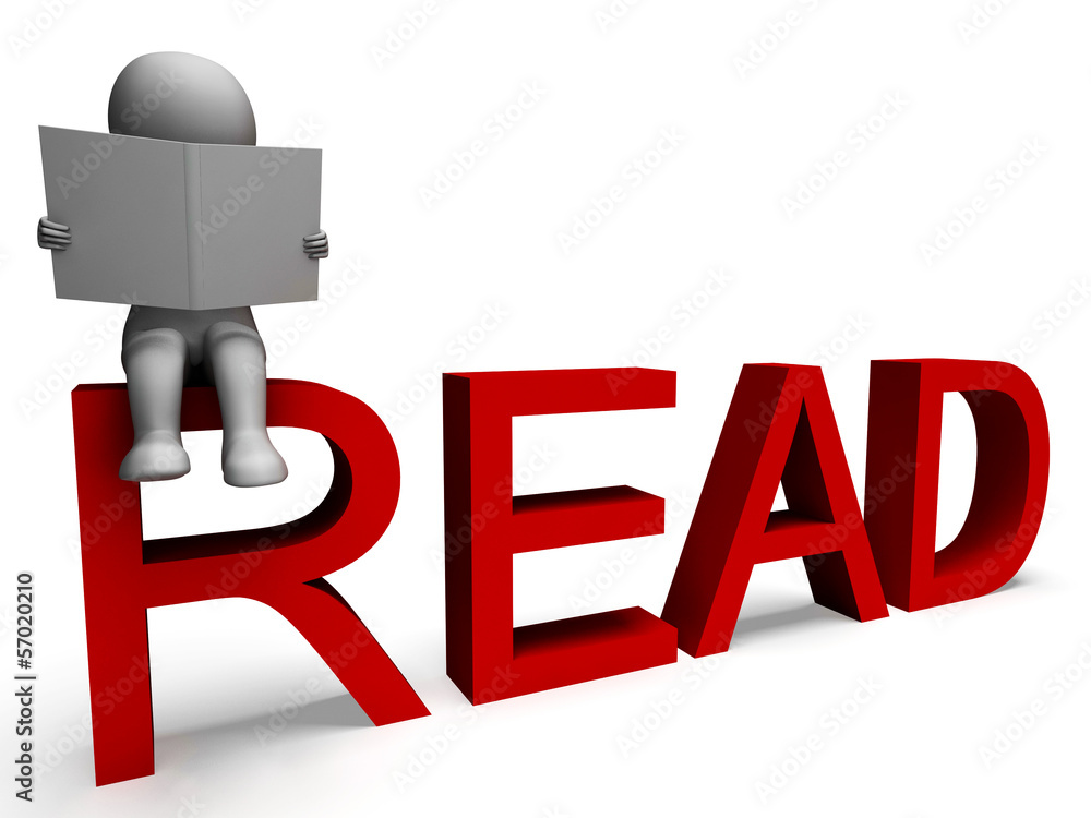 Poster 3d character reading shows intellect