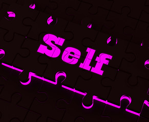 Self Puzzle Shows Believe Me My Yourself Or Myself