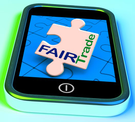 Fairtrade On Phone Shows Fair Trade Product Or Products