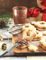 Christmas cookies with chocolate cream