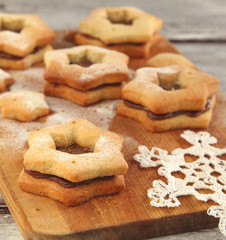 Christmas cookies with chocolate cream