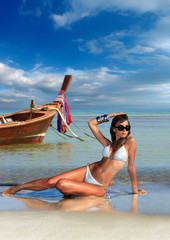 Beautiful woman on the beach in Thailand