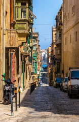 Typical street of Valletta in the republic of Malta